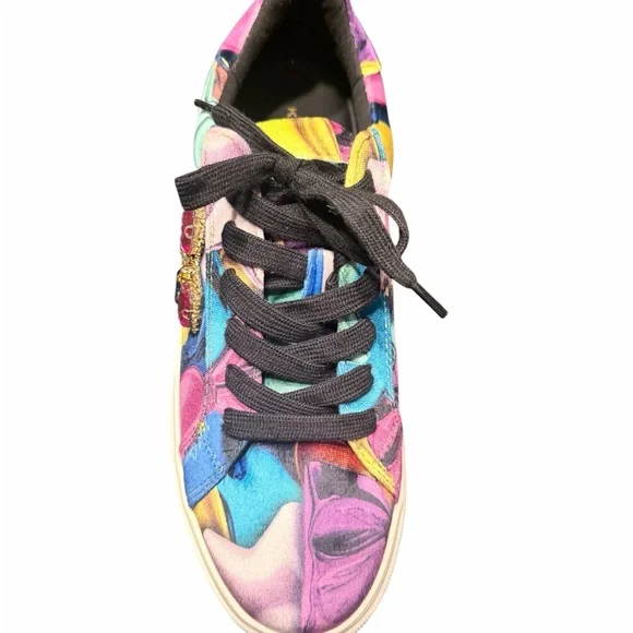 Kurt Geiger Lana Heart Platform Velvet Sneaker with Jewel Heart Accent - Picture 7 of 9